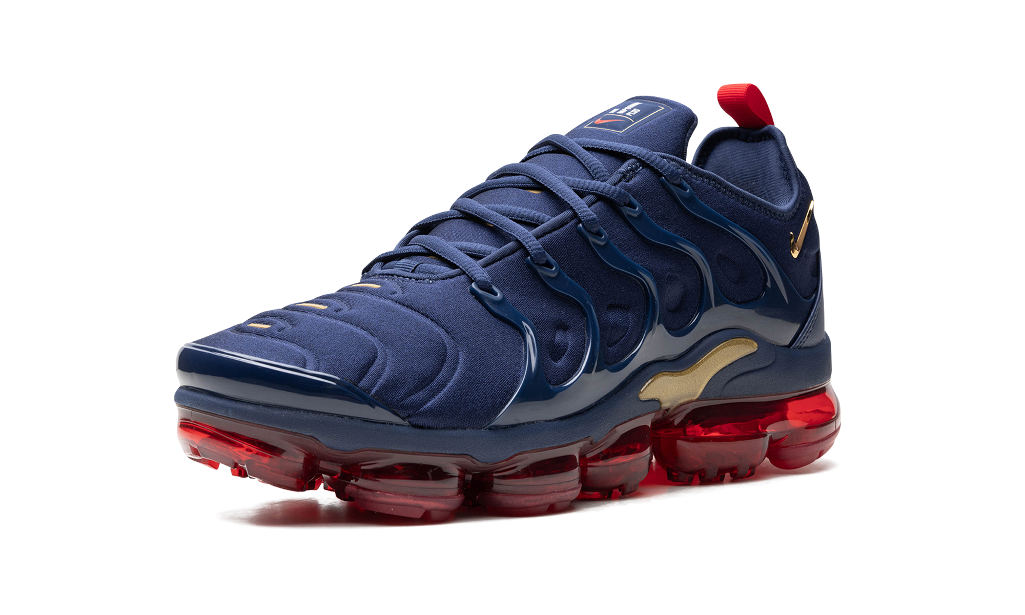 nike vapormax plus navy red gold