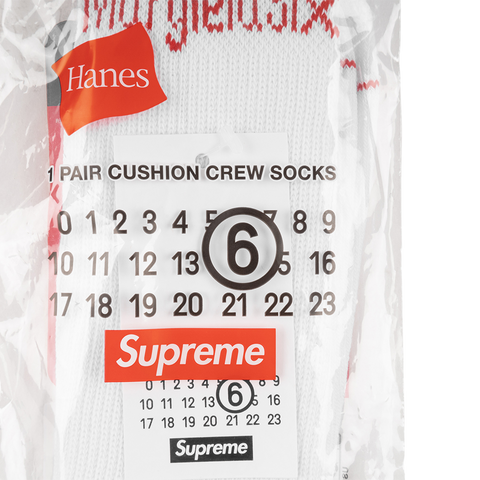 靴下・ソックス Supreme MM6 Maison Margiela Hanes Crew Socks (1 Pack) Supreme MM6 Maison Margiela Hanes Crew Socks (1 Pack) Black