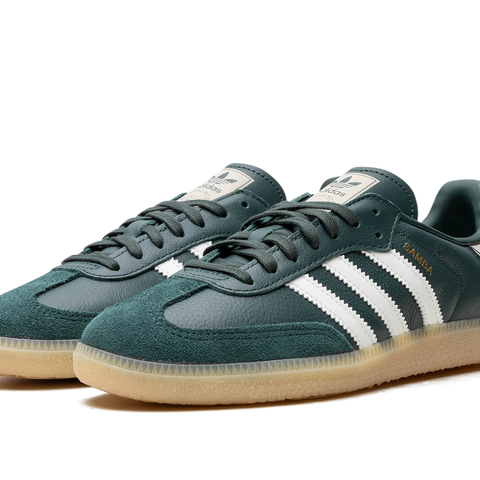 adidas Originals Samba OG Grade School Boys' Mineral Green/Off-White/Putty Grey Shoes, Size: 6.5