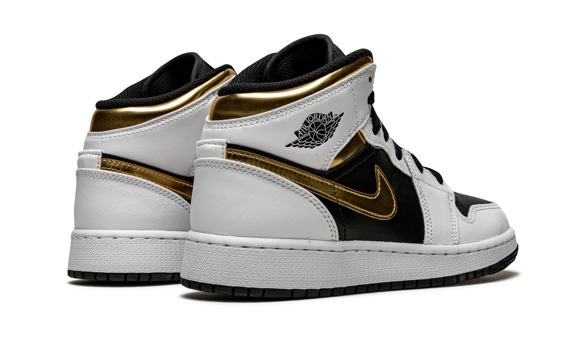 jordan 1 mid black white gold