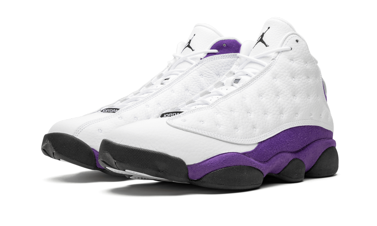 purple jordan 13 lakers