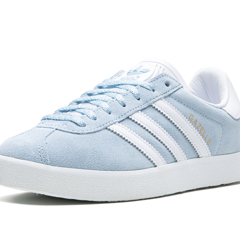 adidas gazelle silver green womens adidas Gazelle 85 (Clear Sky/Cloud White/Gold Metallic) main image 0