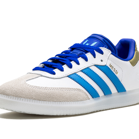 adidas Messi Samba Shoes - Unisex - Cloud White / Lucid Blue / Blue Blast