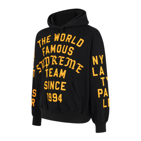 Supreme Team Flocked Hooded Sweatshirt Black Men's - SS23 - US