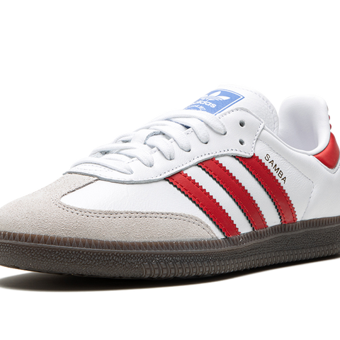 adidas gazelle silver green womens adidas Puig Samba (White/Better Scarlet/Gum) 10.5 main image 1
