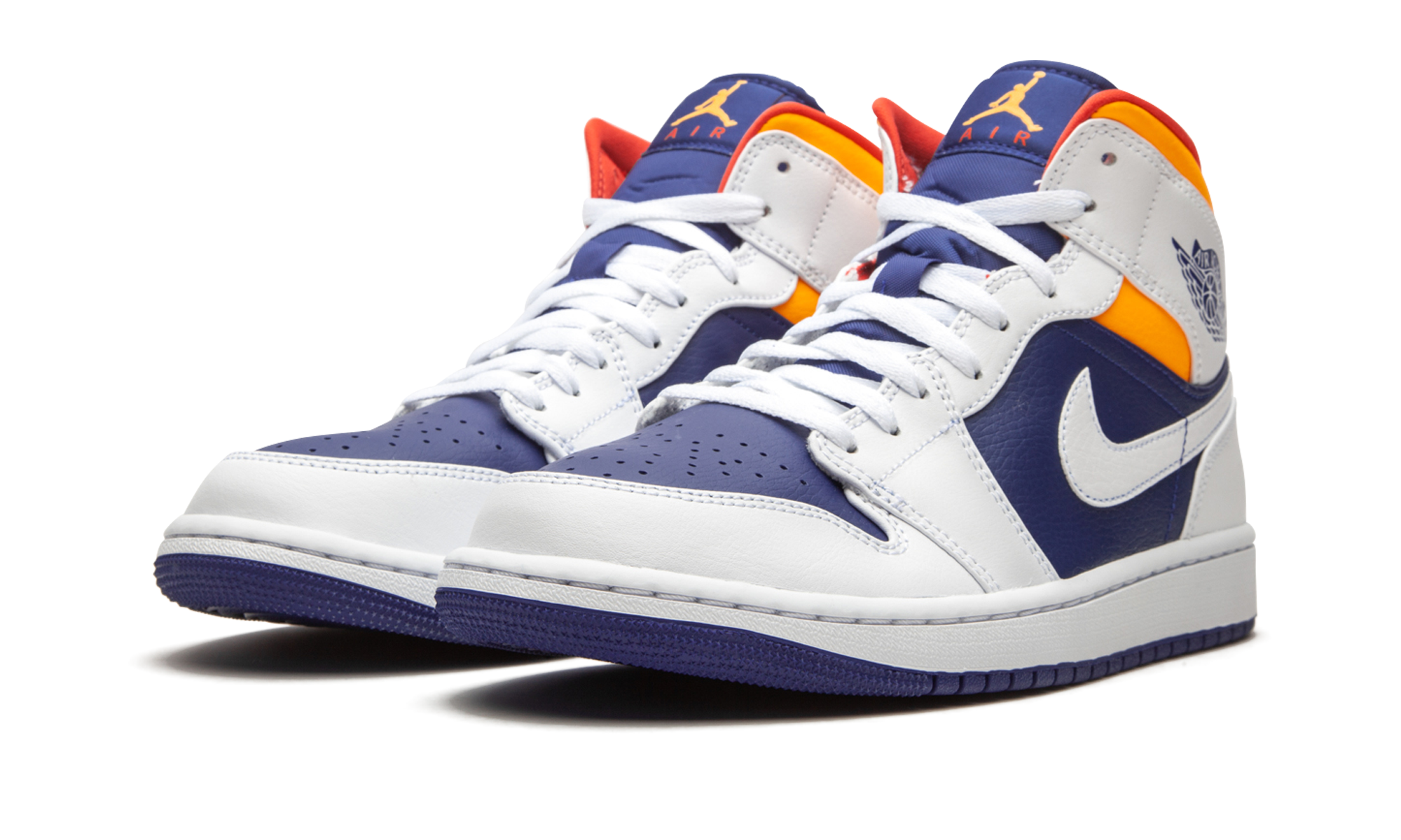 nike jordan 1 mid white laser orange deep royal blue