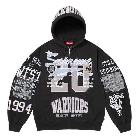 Supreme Warriors Appliqué Zip Up Hooded SUPREME Warriors Appliqué Zip Up Hooded Sweatshirt 