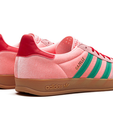adidas Womens Gazelle Indoor (Court Green/Glow Pink/Gum), 7.5