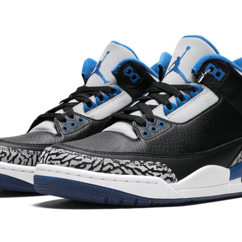 Air jordan 3 blue and black discount