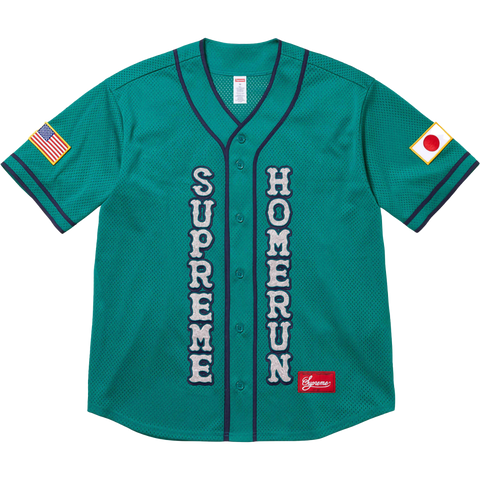 【Supreme x run】Baseball Jersey★Teal★25SS★ SUPREME Homerun Baseball Jersey 