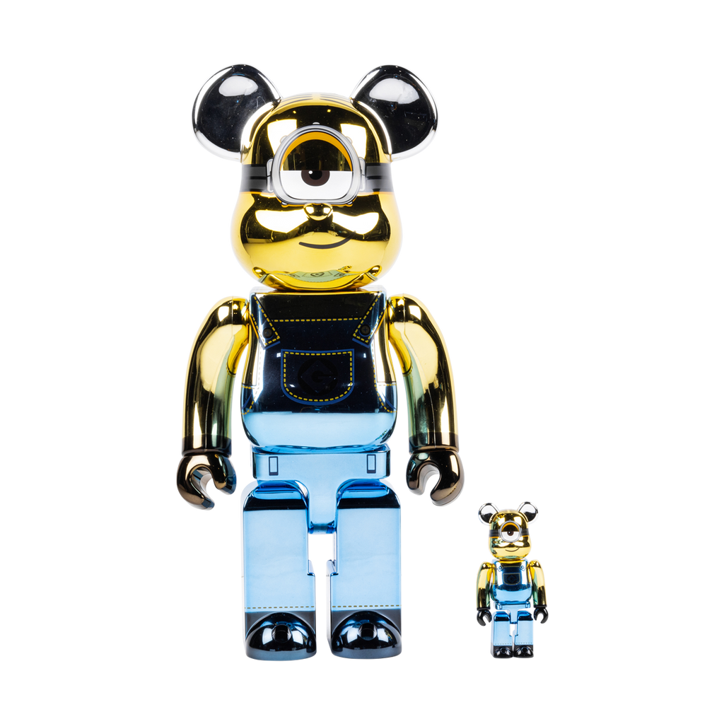 MEDICOM TOY - BE@RBRICK STUART Chrome Ver. 100％ &amp; 400％ BE＠RBRICK MINIONS STUART Chrome Ver. 100％ & 400％ Action