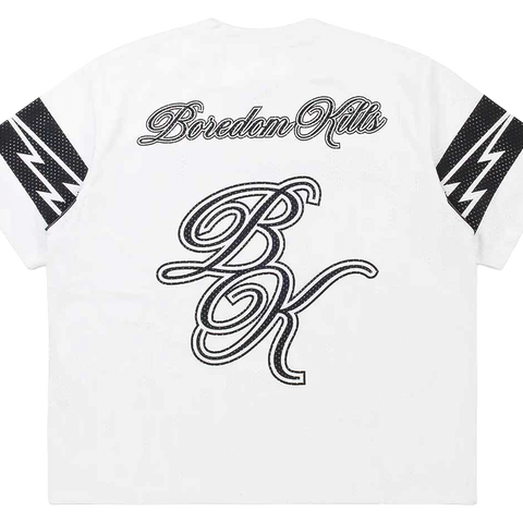 Satoshi Rhinestones BOREDOM KILLS Mesh Jersey