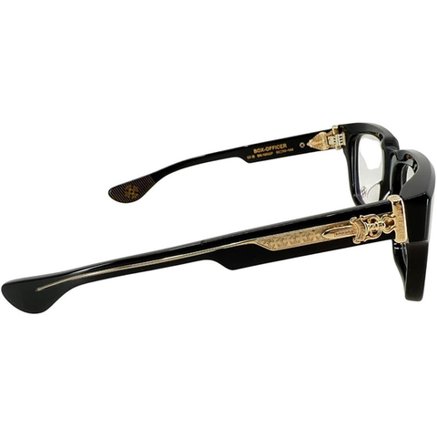 Chrome Hearts Box Officer Sunglasses (Black/18k Gold Plated)