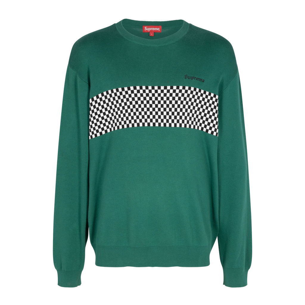 SUPREME Checkered Panel Crewneck Sweater 