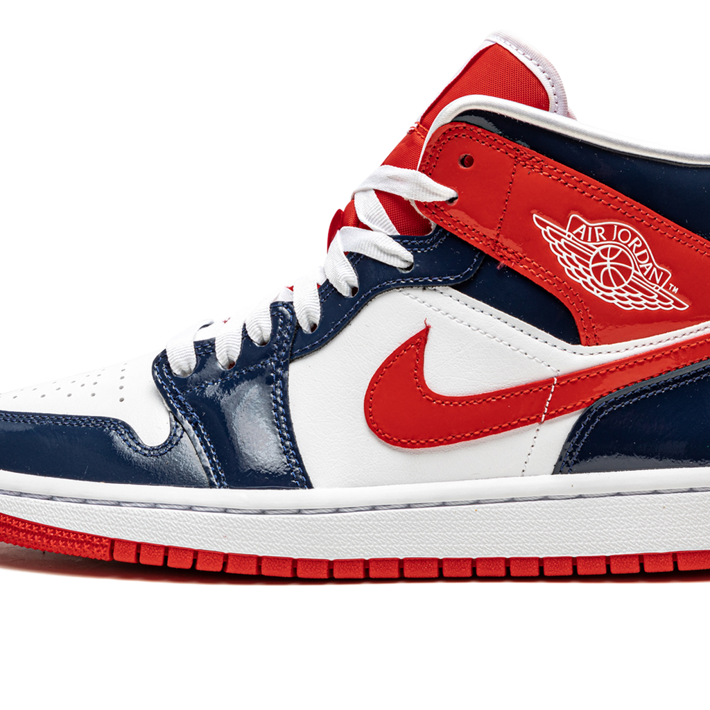 JORDAN AIR JORDAN 1 MID WMNS Patent Leather Navy White Red Stadium Goods