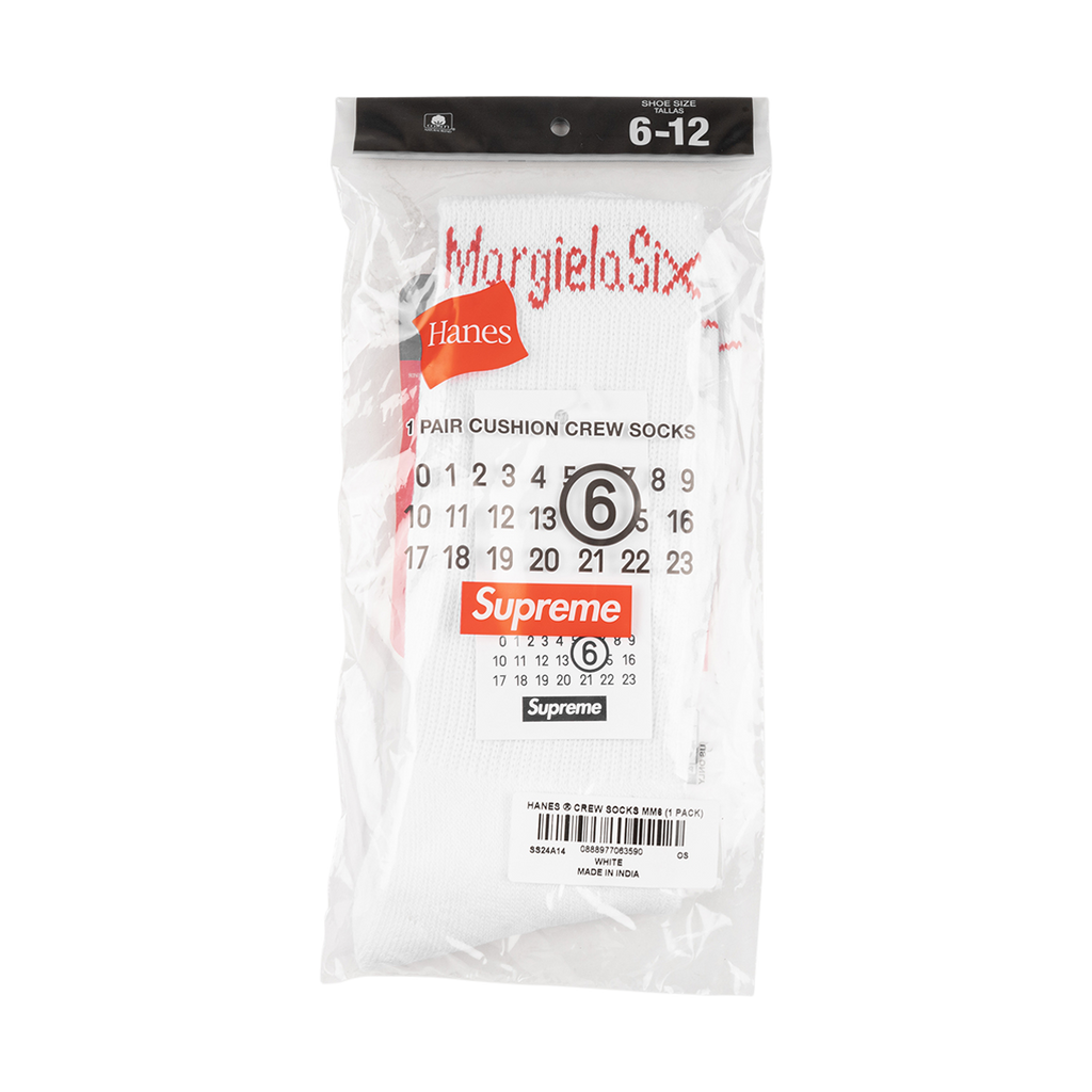 SUPREME MM6 Maison Margiela Hanes Crew Socks (1 Pack) 