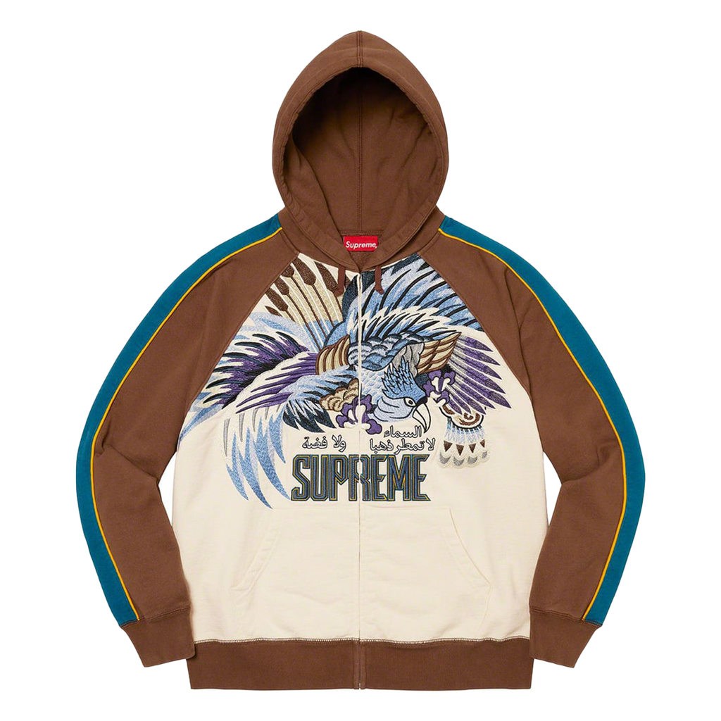 SUPREME Falcon Raglan Zip Up Hooded Sweatshirt 
