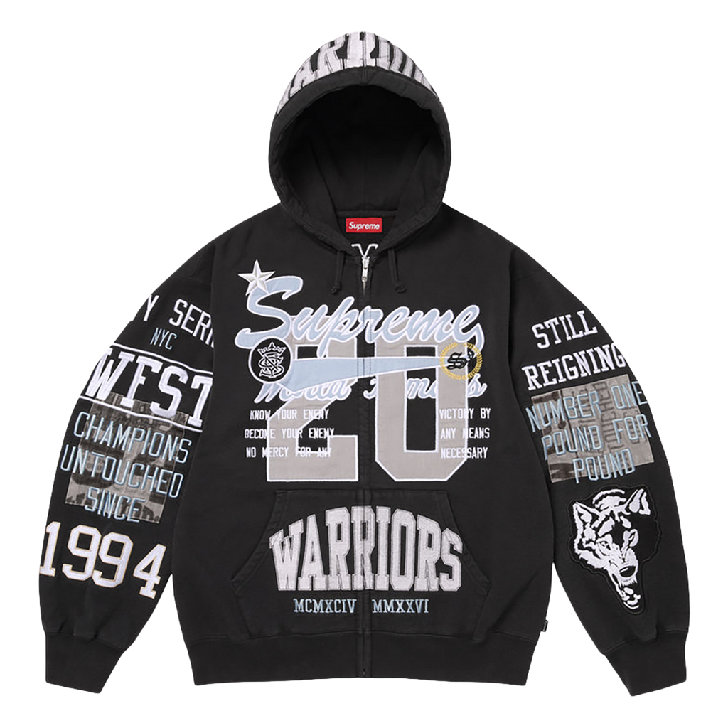 SUPREME Warriors Appliqué Zip Up Hooded Sweatshirt 