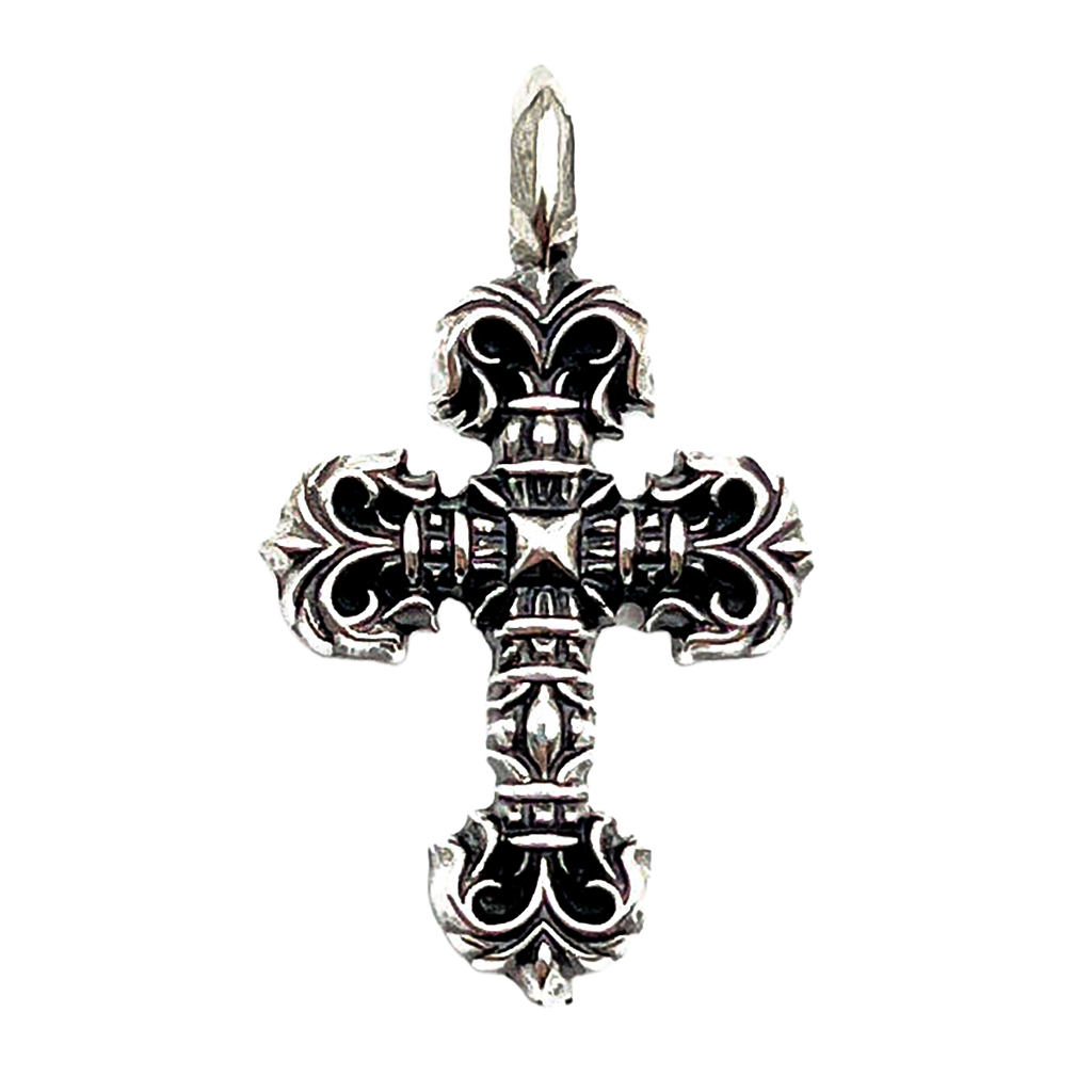 Chrome Hearts Filigree Cross Pendant with Ballchain — Silver