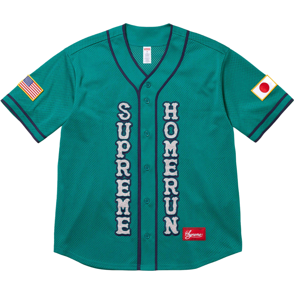 【Supreme x run】Baseball Jersey★Teal★25SS★ SUPREME Homerun Baseball Jersey 