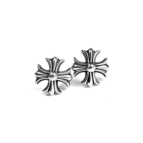 Chrome Hearts Cross Plus Earring Studs, Silver (Pair of 2)